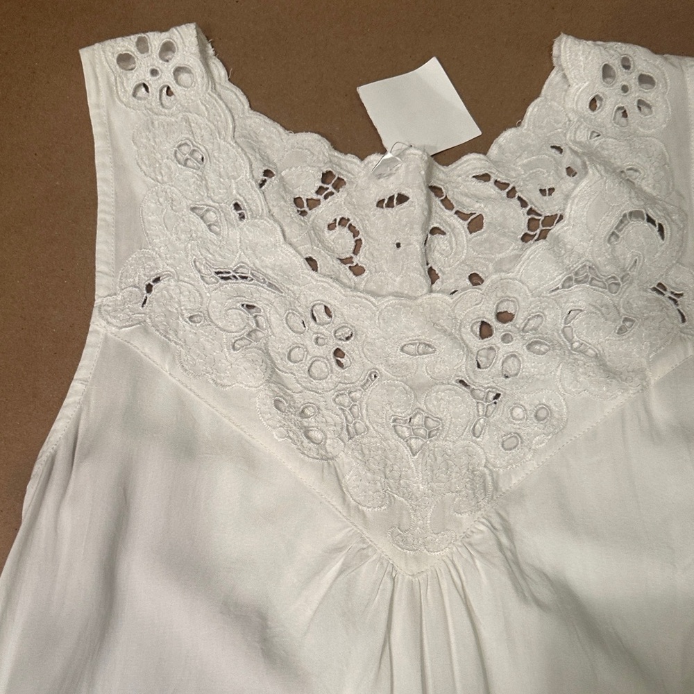 White womens Eyelet Lace A-Line Dress - Picture 5 of 5